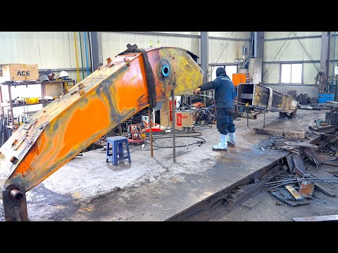 Man Reinforces a Cracked Excavator Boom Like New | Start to Finish