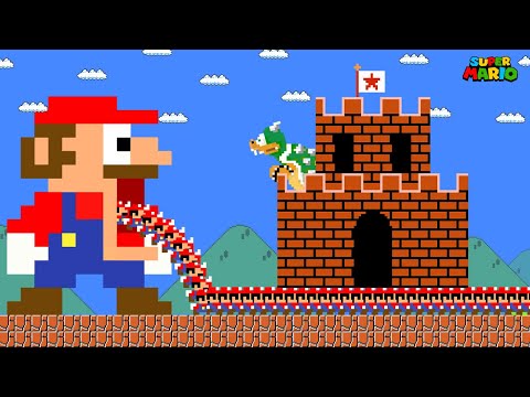 Mario Big Mouth and 9999 Tiny Mario March Madness vs Bowser Castle