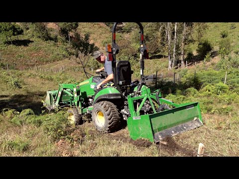 Build a MOUNTAIN ROAD from Scratch with Subcompact Tractor. IS TIM A BOX BLADE CONVERT??