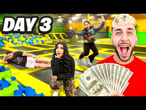 Last to LEAVE TRAMPOLINE PARK Wins $10,000 - Challenge