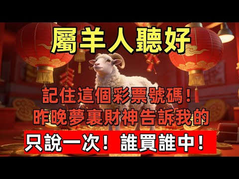 屬羊人聽好：記住這個彩票號碼！昨晚夢裏財神告訴我的，只說一次！誰買誰中！#玄运生肖#屬相運勢#生肖#家運#手寫#生肖運勢的那些事#先知#風水變化#提升運勢