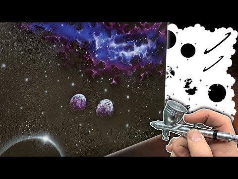Airbrushing a Space Scene using AirShot Stencils