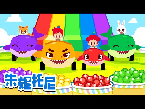 彩虹鲨鱼宝宝汽车🚗🦈  | 🌈彩虹鲨鱼汽车总动员 | 汽车儿歌 | 经典儿歌合集 | Kids Song in Chinese | 兒歌童謠 | 卡通動畫 | 朱妮托尼童話故事 | JunyTony