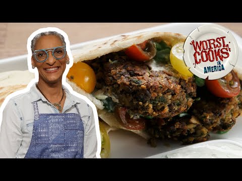 Carla Hall's Mushroom Falafel Gyro | Worst Cooks in America | Food Network