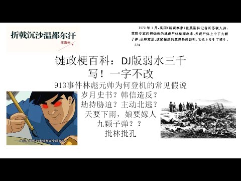 林彪元帅登机的两类假说丨键政梗百科：DJ版弱水三千丨写！一字不改！丨岁月史书丨九一三事件丨周恩来陷害逼反？丨古风DJ丨人比飞机先上天？丨文化大革命走向破产