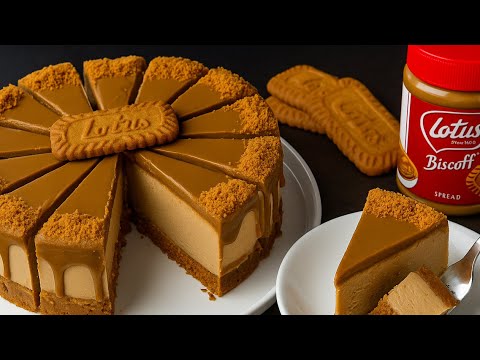 “The Base of All My Parties! Delicious No-Bake Lotus Cheesecake in 10 Minutes 🍯✨”