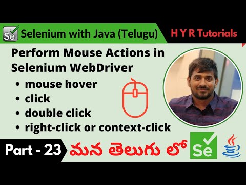 P23 - Perform Mouse  Actions in Selenium WebDriver | తెలుగు |