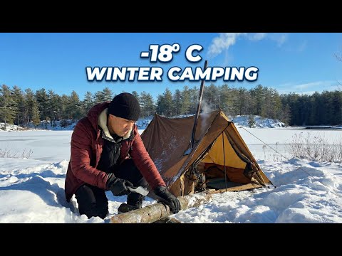 –18°C Extreme Winter Camping | Solo Hot Tent Survival