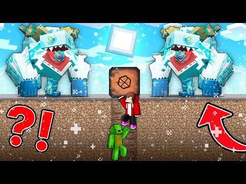 SNOW YETI vs Doomsday Bunker of JJ and Mikey in Minecraft Maizen!