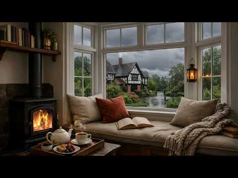 Rain Sounds + Fireplace for Sleep | Cozy Rain Ambience