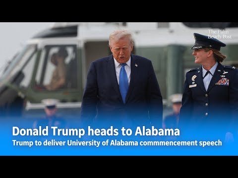 President Donald Trump departs for Alabama to give commencement speech after Air Force One flight