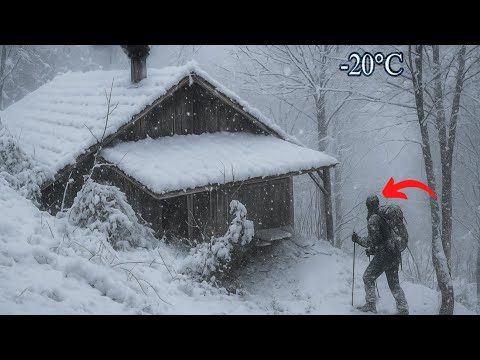 Caught in a SNOWSTORM in the FREEZİNG COLD of Winter 365 DAYS and Hiding in an Abandoned Log Cabin