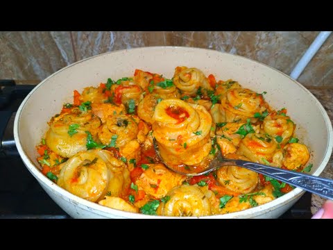 За 20 минут! Ну очень вкусный ужин на сковороде👍 Ароматные Розочки с Курицей!