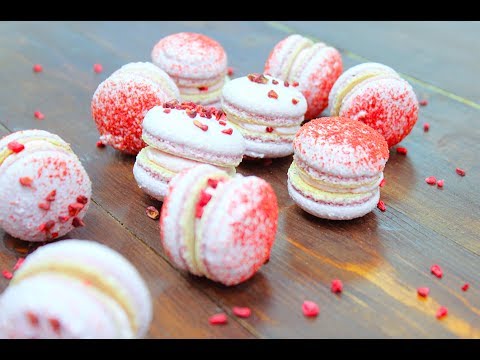 Raspberry Mango Macarons (NO THERMOMETER) / Freeze-dried berries / Raspberry Mango Macarons