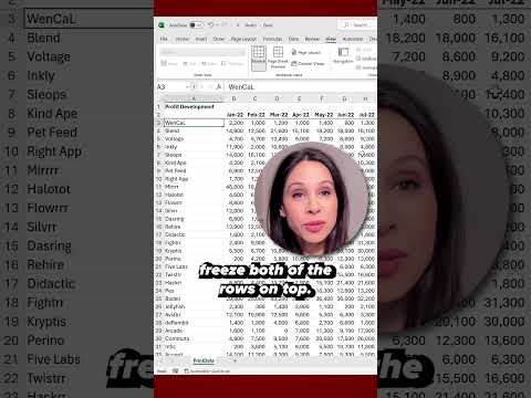 How to freeze a row in Excel (& freeze multiple rows or columns with just one click) #shorts