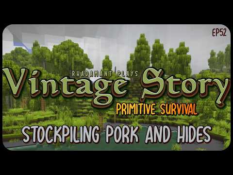 Stockpiling Pork and Hides in Vintage Story Primitive Survival - Surviving Wilderness // EP52