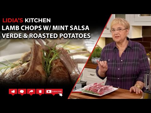 Seared Lamb Chops with Mint Salsa Verde and Roasted Potato Wedges
