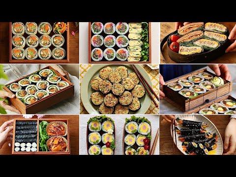 [김밥 9가지 몰아보기] 인기있는 김밥 도시락을 준비했어요!ㅣBEST 9 Kimbap
