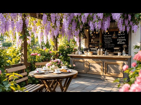 Relaxing Spring Jazz Music 🌸 Cozy Outdoor Coffee Shop Ambience with Smooth Jazz Instrumental Music