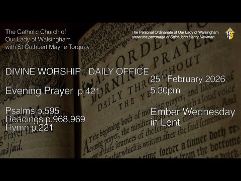Evening Prayer (Evensong) from OLW Torquay Ember Wednesday in Lent