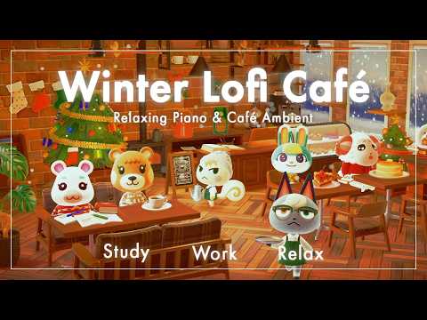 【ACNH】Winter Lofi Café｜Cozy Warm Christmas｜Relaxing Piano & Cafe Ambience｜Work・Relax・Study【3 Hours】
