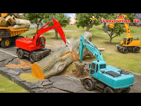 Excavator vs Giant Fallen Trees. Ultimate Cleanup Mission | CONSTRUCTION VEHICLES