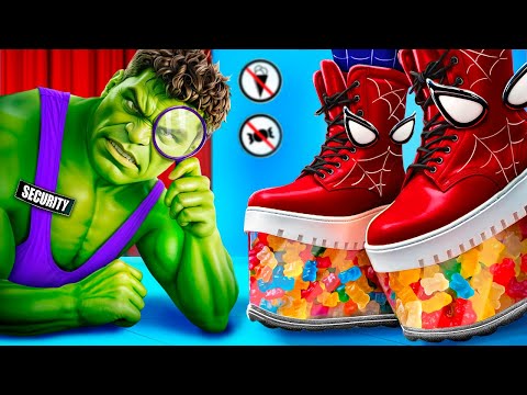 Fake Superheroes vs Real Superheroes! Easy Sneaking Into the Movies Challenge!