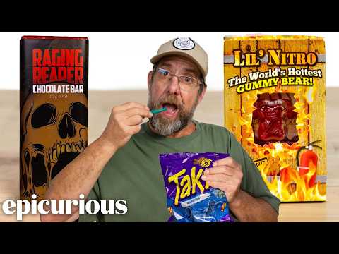 Smokin' Ed Currie Tries 16 Of The Hottest Snacks | Hot Takes | Epicurious