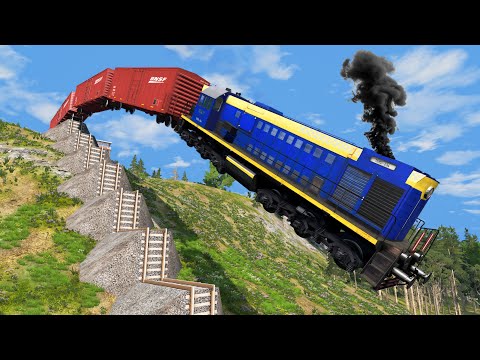 Train vs 💥Stairs Crashes #2 - BeamNG.Drive