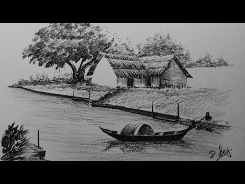 How to Draw| #village_Nature #Pencil_Sketch Creation.