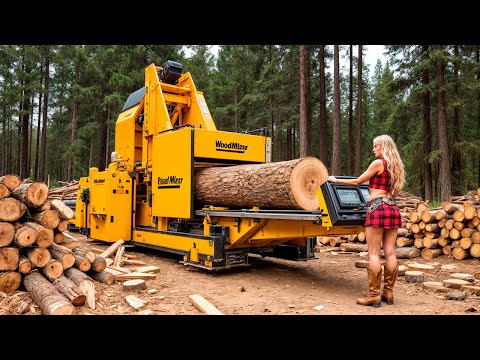 Dangerous Fastest CuttingTree Skill WithChainsaw | Fastest Automatic Firewood Processing Machine#42