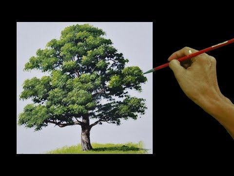 How to Paint an Oak Tree in Real Time Basic Acrylic Painting Tutorial for Beginners by JM Lisondra