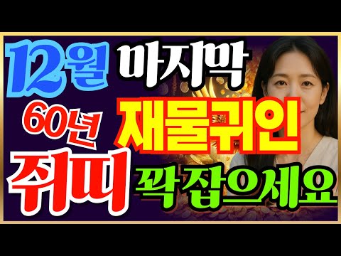 1960년생 쥐띠, 12월부터 재물귀인 꽉 잡으세요! | 1960년 경자생, 2026년 재물운 폭발 시기 공개! | 2026년 운세—막힌 문제 한꺼번에 풀립니다 | 병오년운세.