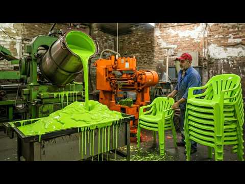How Plastic Chairs Are Made from Recycled Plastic Polythene Bags | Amazing Manufacturing Process