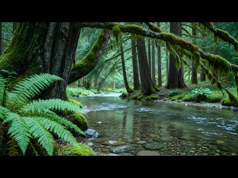 Calming Forest Ambience - River Flowing Birds Chirping in Hidden Forest Ambience for Rest, Medicine