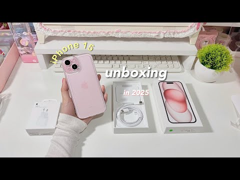 iPhone 15 Pink 128gb unboxing in 2025 🧸🩰📦🩷✨