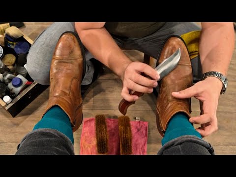 Real-time ASMR experience! Satisfying shoe shining