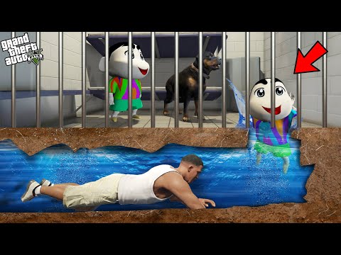Franklin Digging A Secret Tunnel To Free Shinchan And Pinchan From Jail In GTA 5!