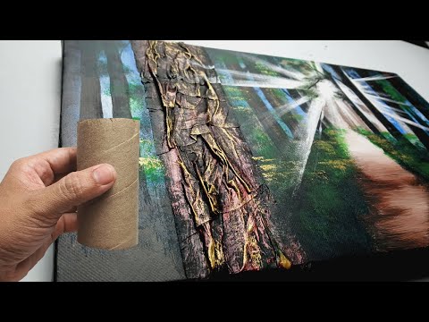 Textured Painting of Tree in the Forest