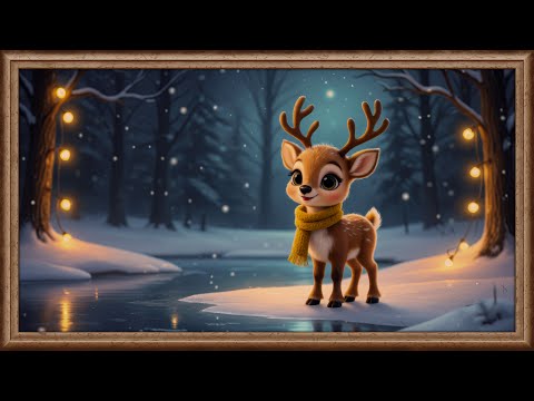 Cute Winter Deer 4K Frame TV Art – 2 Hour Frozen Lake Screensaver (No Music)