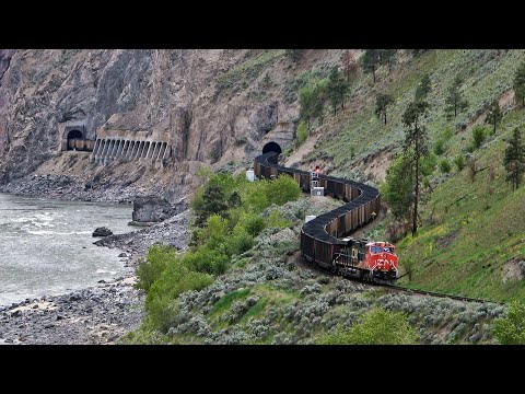 Big Trains Running Underneath Mountains, Thru Tunnels and Rock Sheds in the Thompson Canyon!
