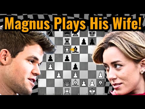 Magnus Carlsen Plays His Wife! How Did She Survive 44 Moves??