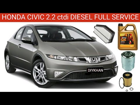 Honda Civic 2.2 ctdi Diesel Service. Fuel Filter, Oil Filter, Air Filter & Oil Change. Honda Diesel