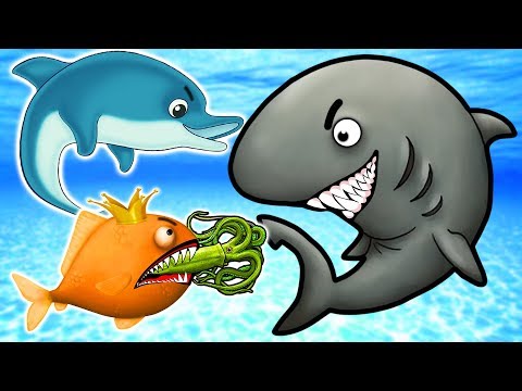 Гигантская АКУЛА ГЛАЗАСТИК съедает ДЕЛЬФИНА, РЫБКУ и ПЛАНЕТУ! ИГРА Tasty Blue  с ПАПУЛЕЙ