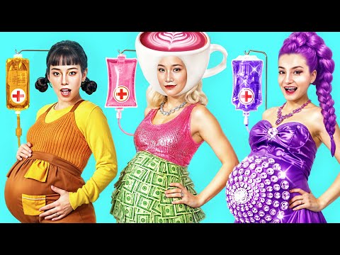 Huntrix 병원 스토리! 부자 루미 vs 가난한 오징어 게임 인형 vs 초부자 임신 카푸치나 | KPop Demon Hunters