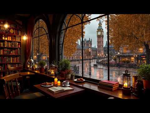Cozy London Cafe Ambience on Rainy Autumn Day