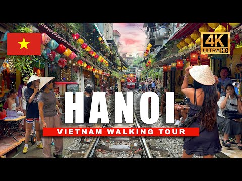 🇻🇳 Hanoi 4K Walking Tour (Vietnam) 🌴 Old Quarter Tour with Train Street and Night Walk | 4K HD/60fps