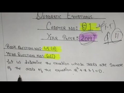 Quadratic equation | chapter 1.5 | question 11 | equation whose root are square #equation #quadratic