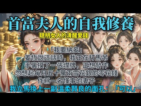 完結幽默清醒文：「我要納妾。」姜恆說這話時，我正在打馬吊。手裏摸了一張爛牌，正想發作。忽想起每月五十萬兩雪花銀的零花錢，作爲一名懂事的妻子，我立馬換上一副溫柔賢良的面孔：「很好，可以，沒問題。」