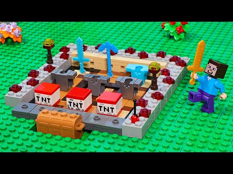 How I Crafted Rare Items & Defend Villager Base - LEGO Minecraft Animation
